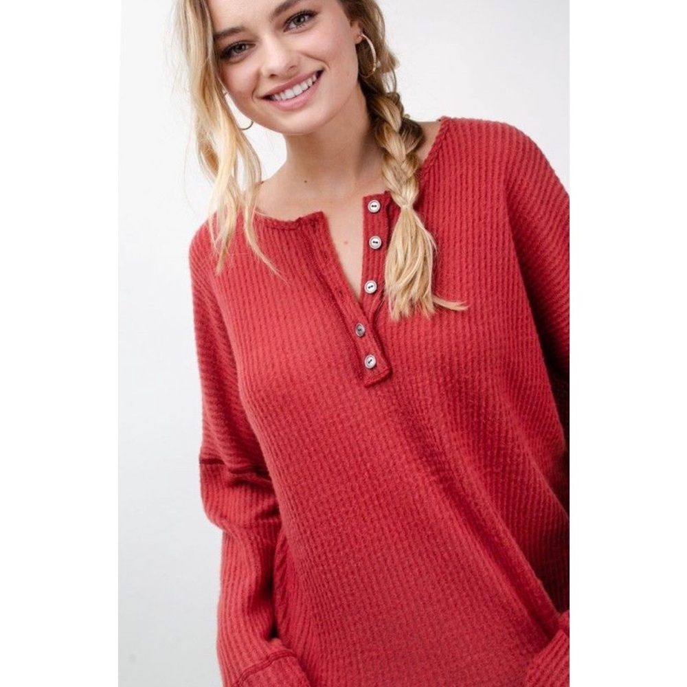Waffle Knit Long Sleeve Top - Picture 4 of 6